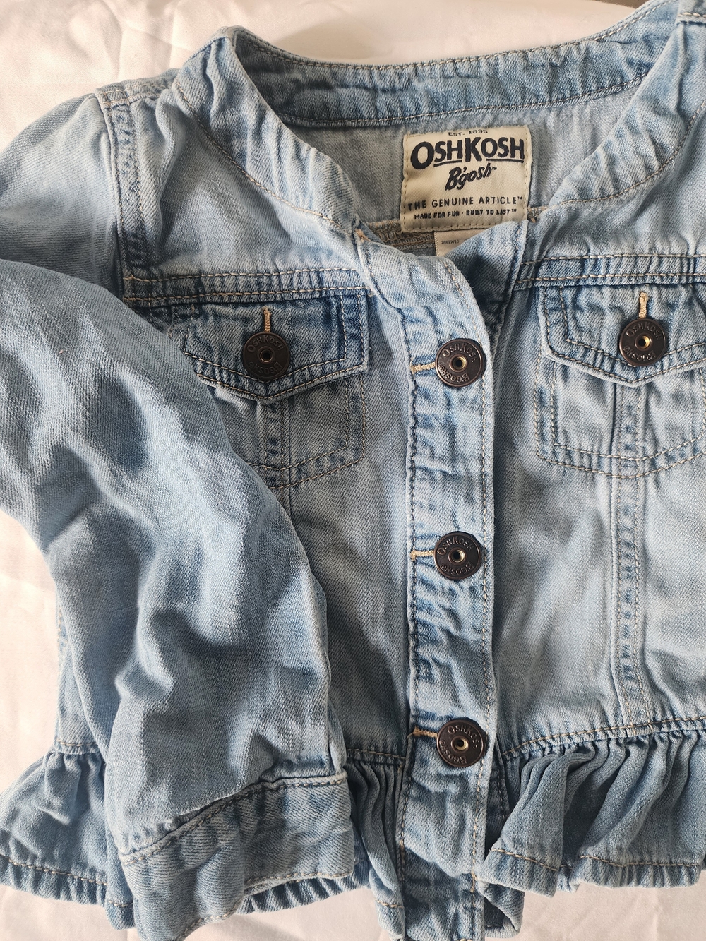 OshKosh B'gosh Light Blue Denim Ruffle-Hem Jacket - 4T